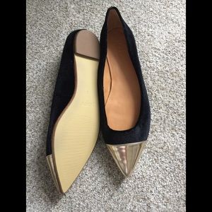 JCrew flats with gold cap toe
